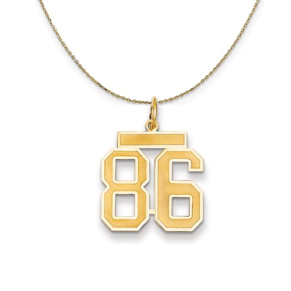 14k Yellow Gold Jersey Med Number 86 Necklace - 16 Inch